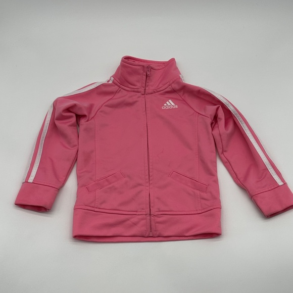 Girl pink adidas zip up tracksuit top size 24M - Picture 1 of 6